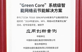 “Green Core”系统级智能网络云节能解决方案荣获2024年度中国SDN、NFV、网络AI优秀案例“应用创新案例”